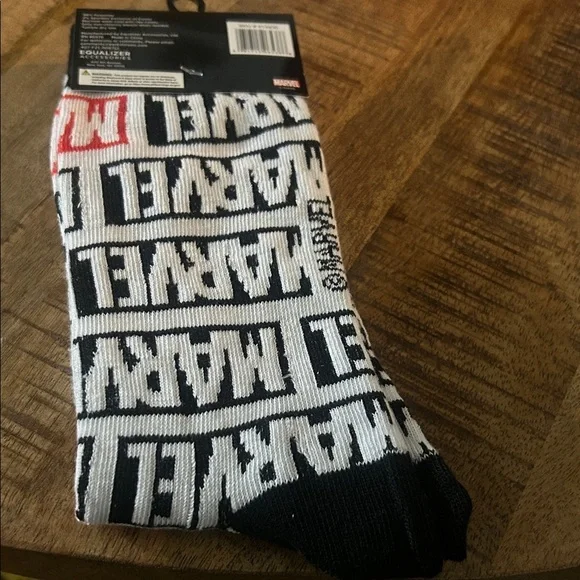 Marvel Black, White, and Red Logo Crew Socks - Picture 2 of 2